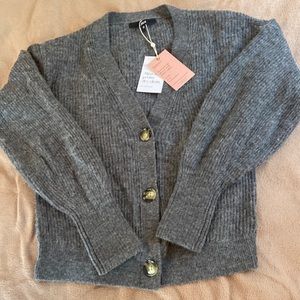 NWT Quince grey small button down cardigan. Alpaca, merino wool, nylon.